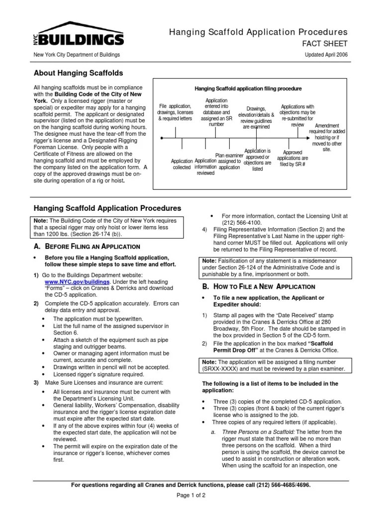 Fact Sheet Hanging Scaffold Application Procedures