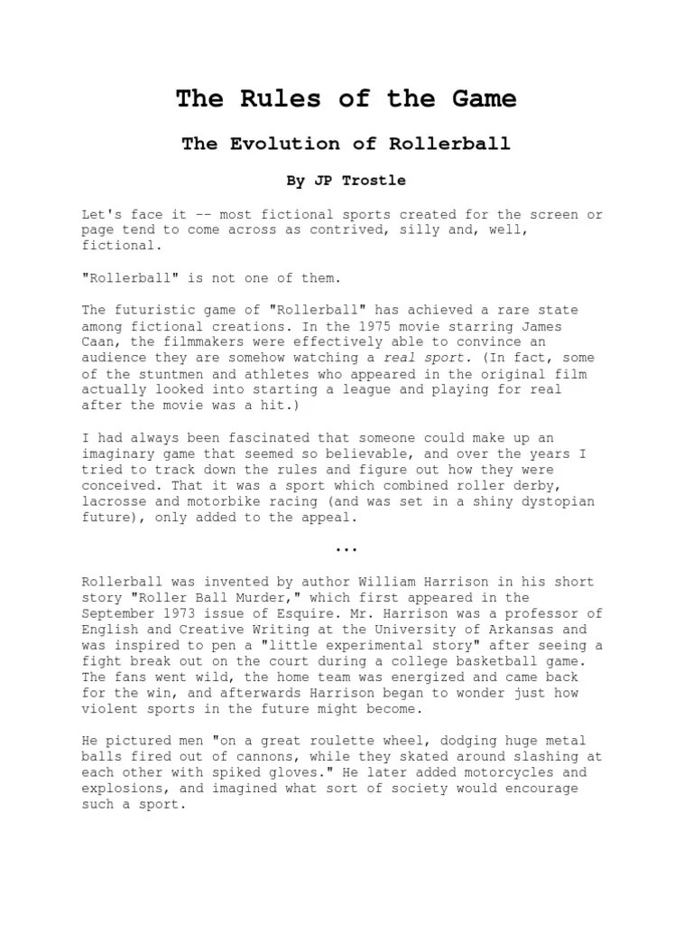 The Rules of the Game Rollerball Referee Sports