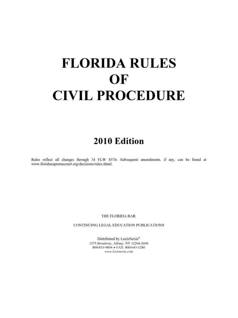 The Florida Rules of Civil Procedure Service Of Process Pleading