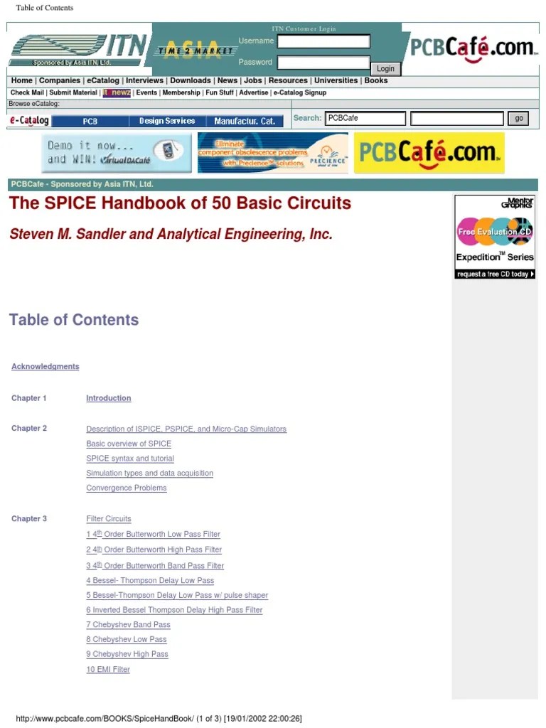 Electronic The Spice Handbook of 50 Basic Circuits PDF Spice