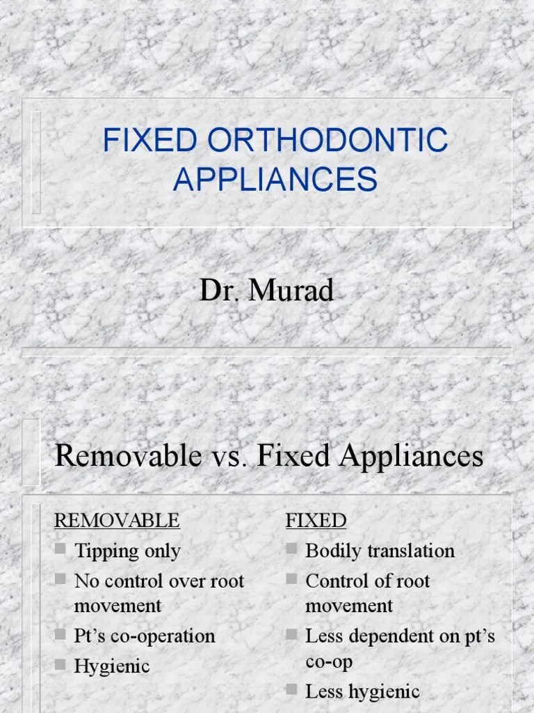 Fixed Orthodontic Appliances PDF Mouth Dentistry Branches