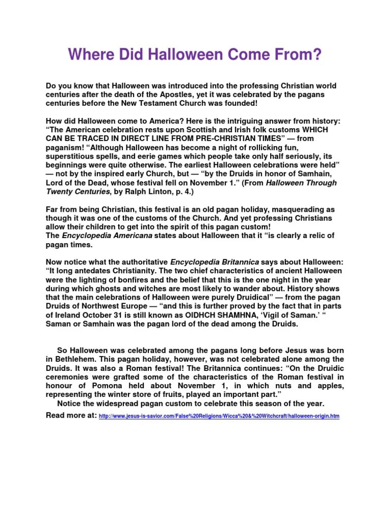 Where Did Halloween Come From PDF Halloween Antichrist