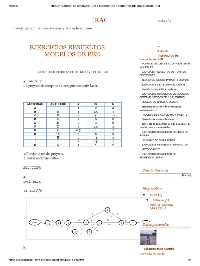 Investigacion de Operaciones Ii_ Ejercicios Resueltos de Modelos de Red