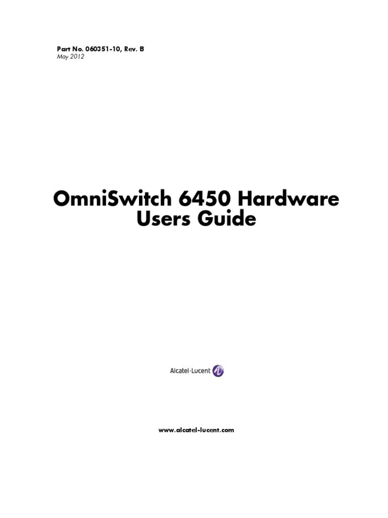 OS6450 AOS 6.6.3 R01 Hardware Guide PDF Command Line Interface Documentation