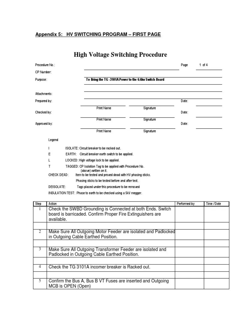 HV Switching Procedure PDF Switch Voltage