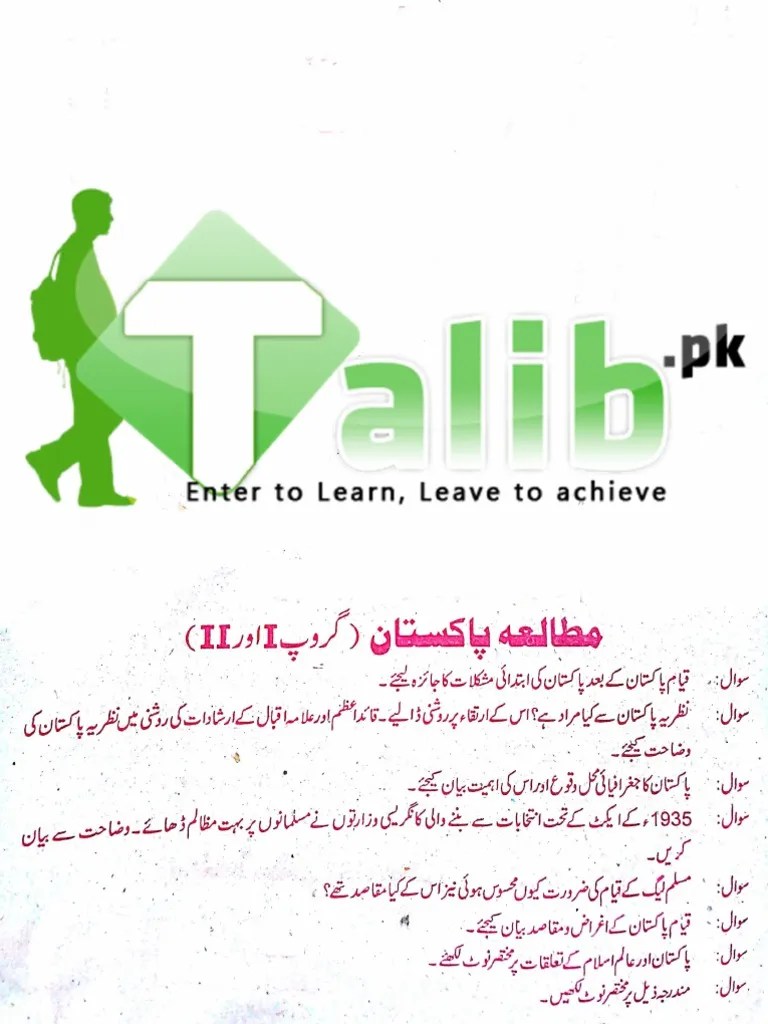 PU BA Pakistan Studies Guess Paper 2015