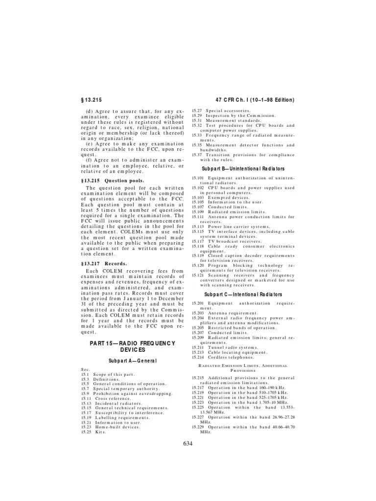 Fcc Part 15 Radio Spectrum Radio