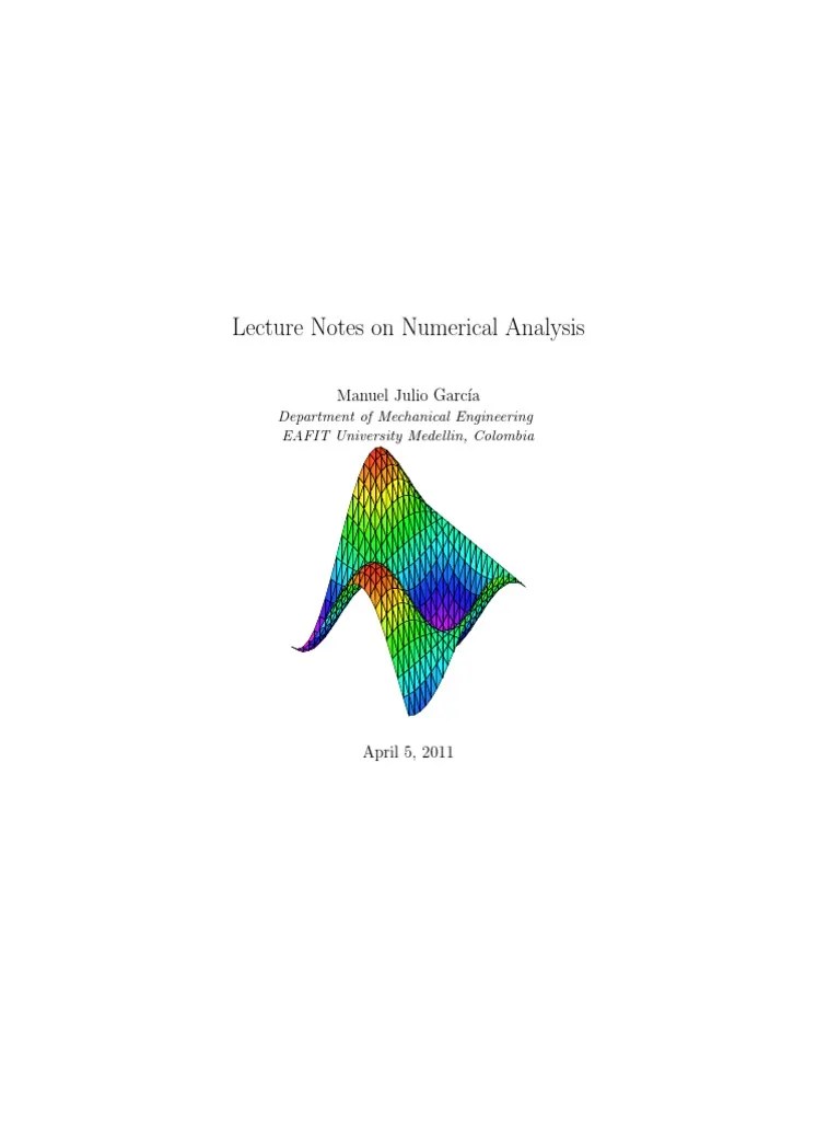 Lecture Notes On Numerical Analysis PDF Eigenvalues And