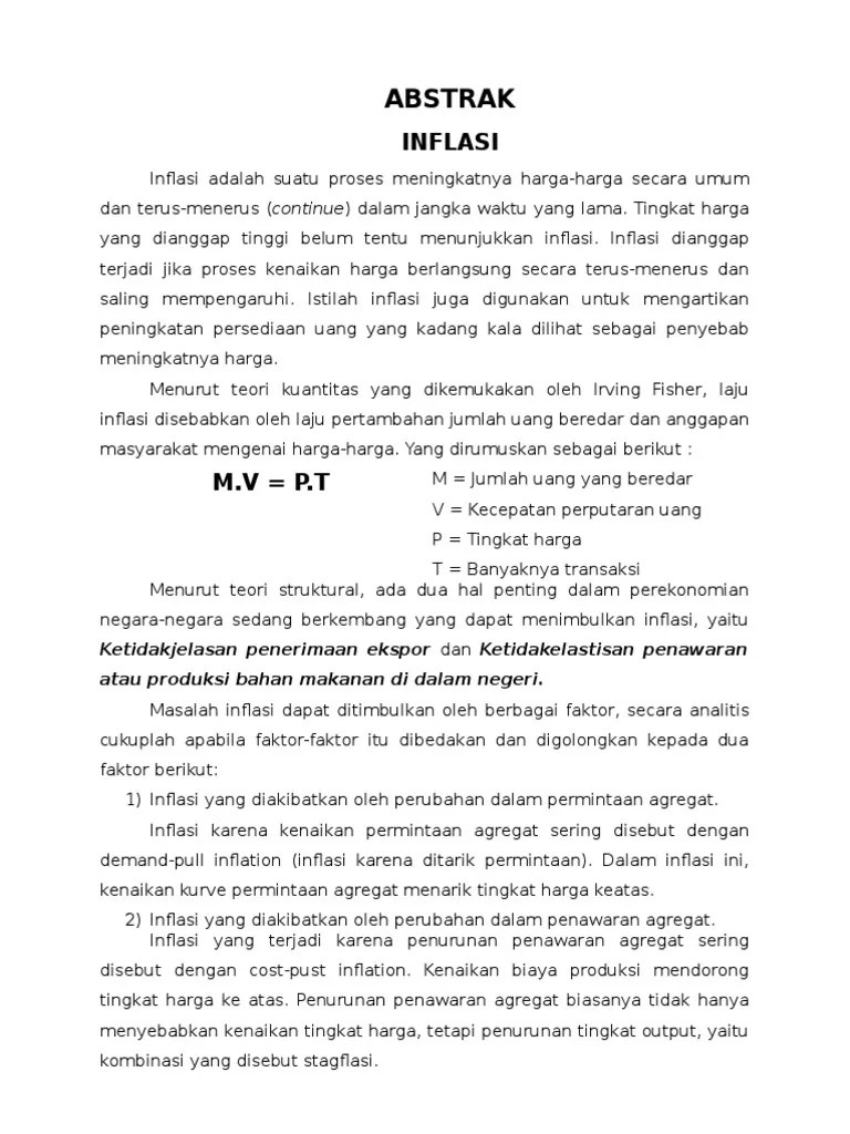 ABSTRAK MAKALAH INFLASI