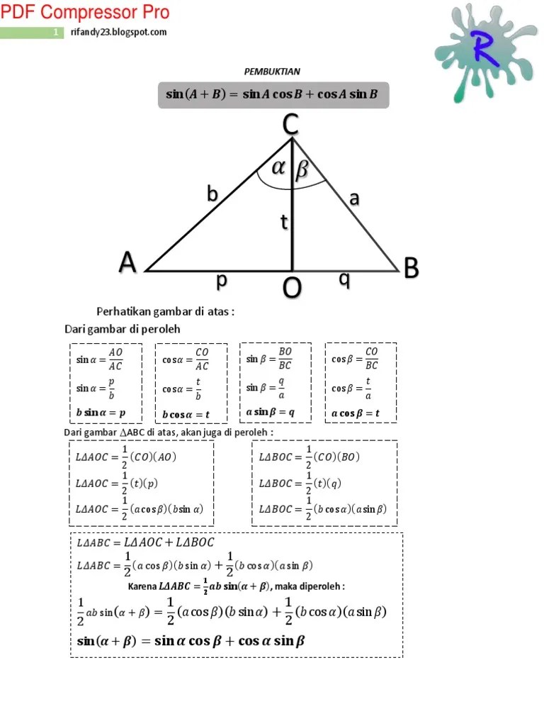 Pembuktian Identitas Trigonometri | PDF