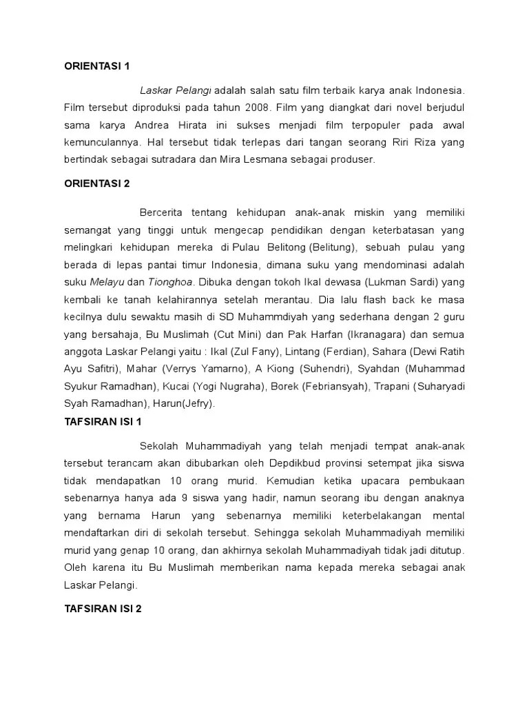 Struktur Teks Ulasan Laskar Pelangi Brainly Berbagai Struktur