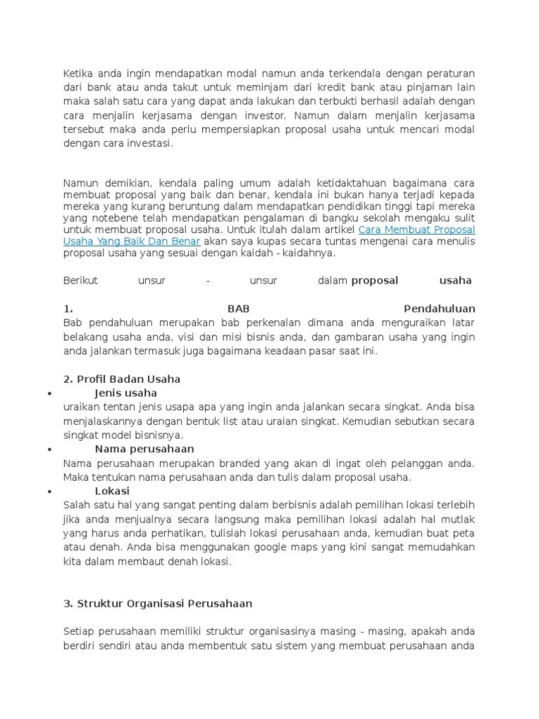 Cara Buat Proposal Usaha | PDF