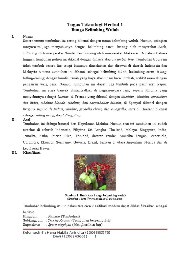 Tugas 1 - Bunga Belimbing Wuluh | PDF