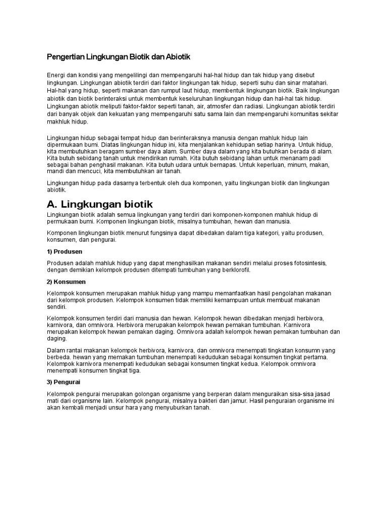 Makalah Lingkungan Biotik Dan Abiotik