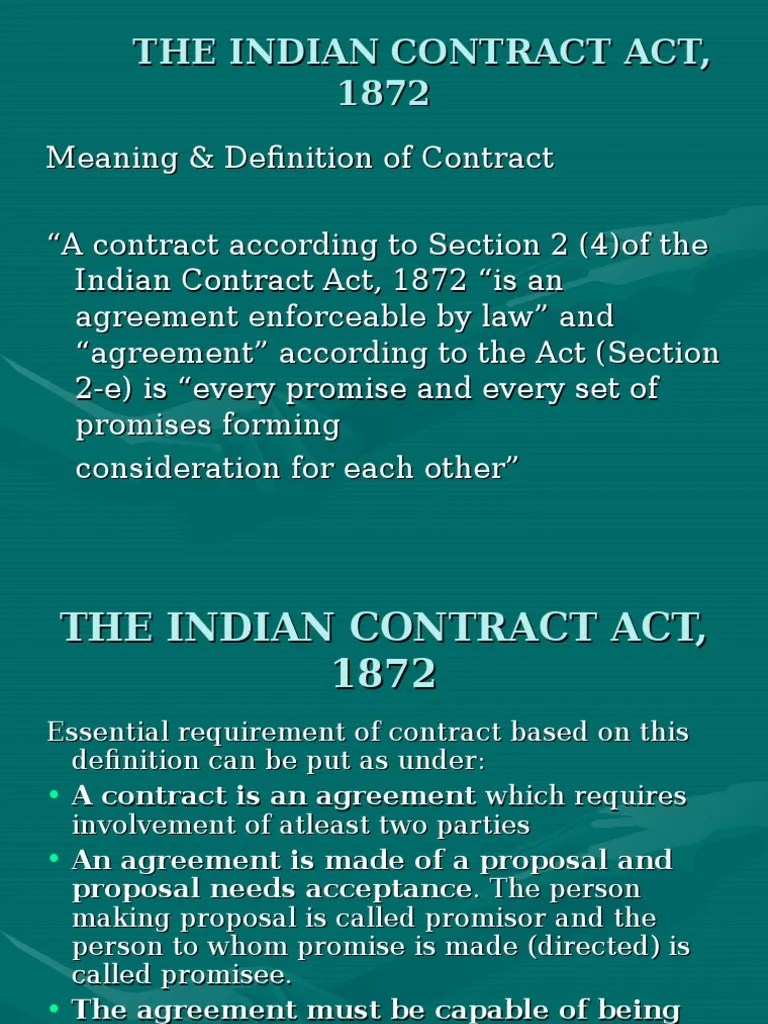 Indian Contract Act, 1872 PDF Offer And Acceptance Consideration