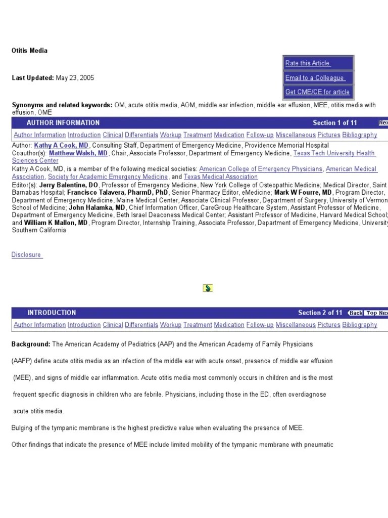 Otitis Media Kd Medical Diagnosis Diseases And Disorders