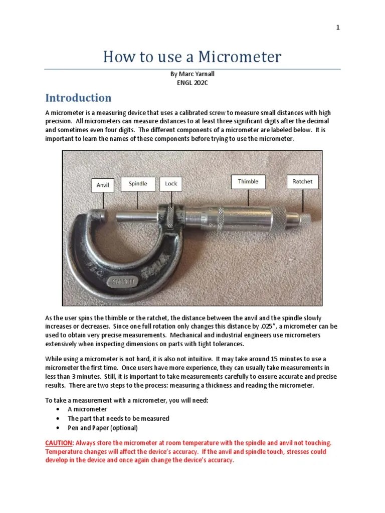 How To Use A Micrometer PDF Scientific Observation Nature