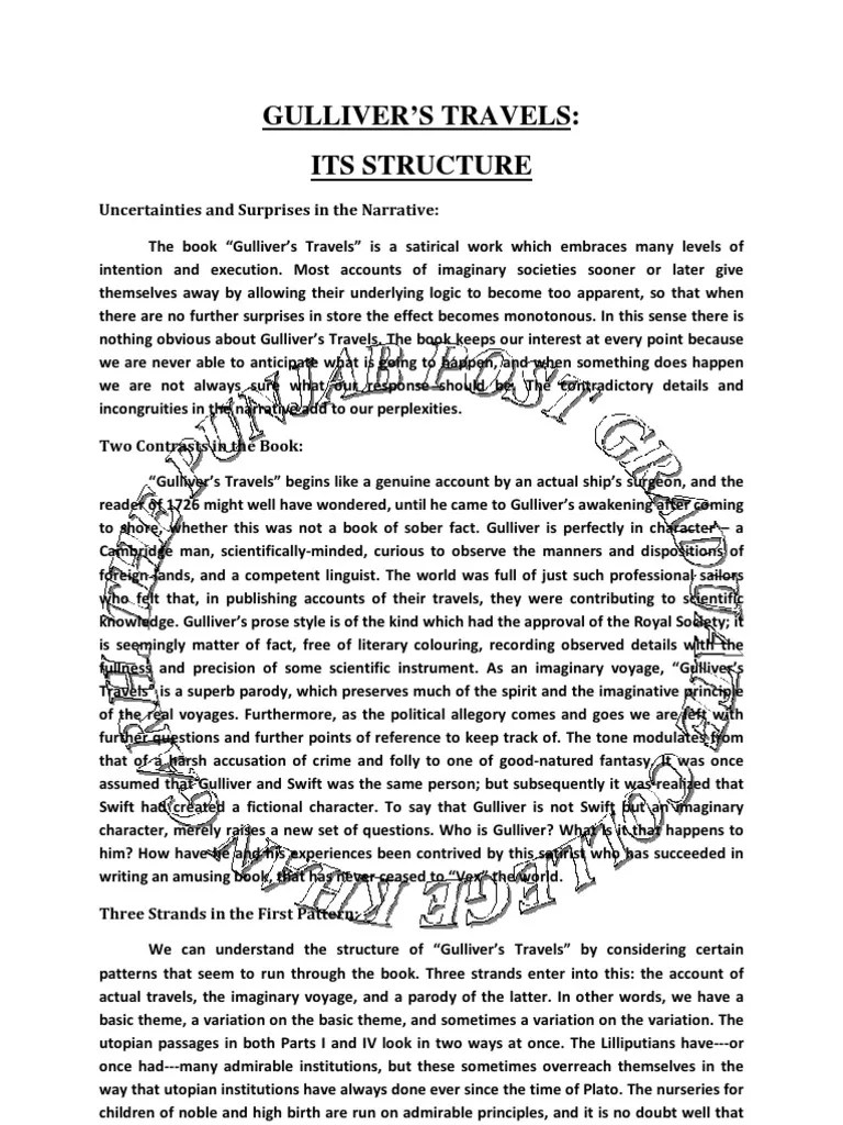 GULLIVER's TravelsIts Structure PDF Gulliver's Travels