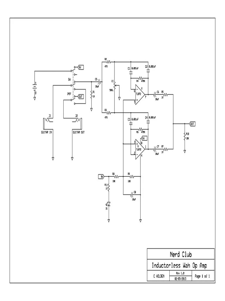 Inductorless Wah with Op Amp