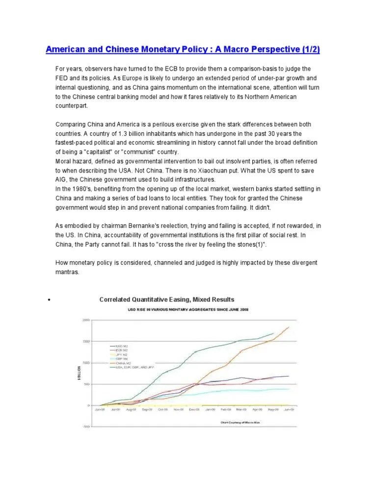 American and Chinese Policy Money Supply Central Banks