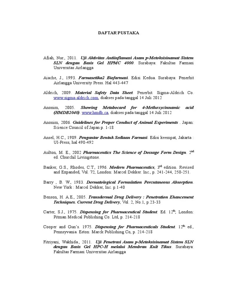 daftar pustaka Perawatan Medis Kimia Obat