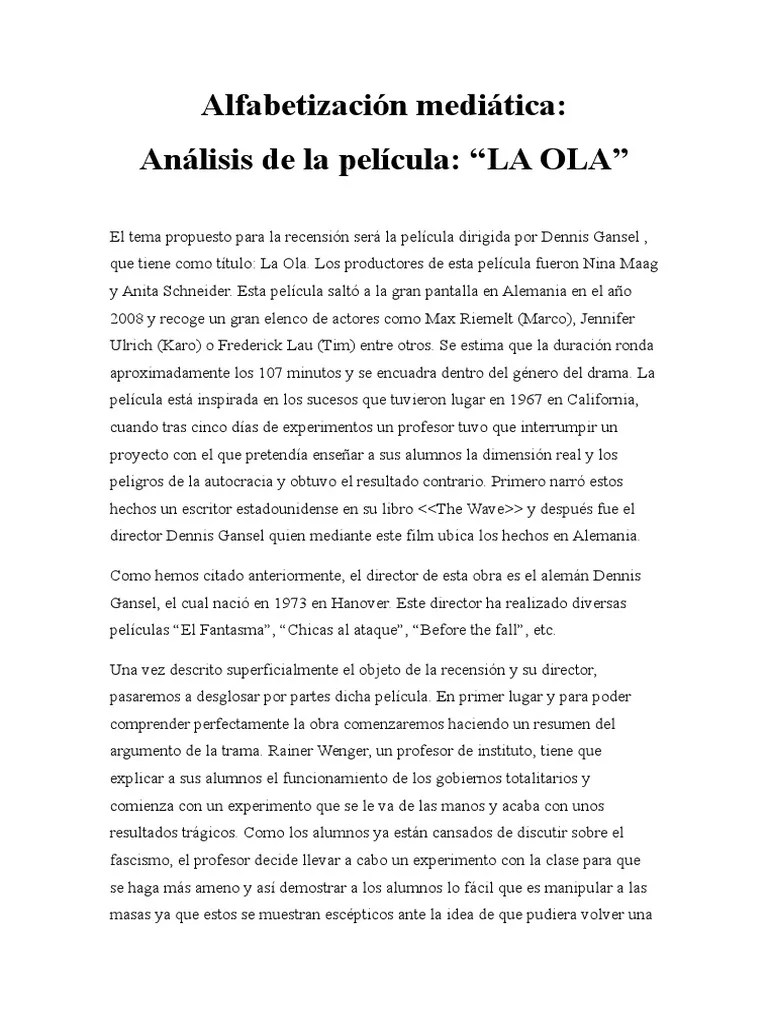 LA OLA Resumen pelicula Estereotipos Comunicación