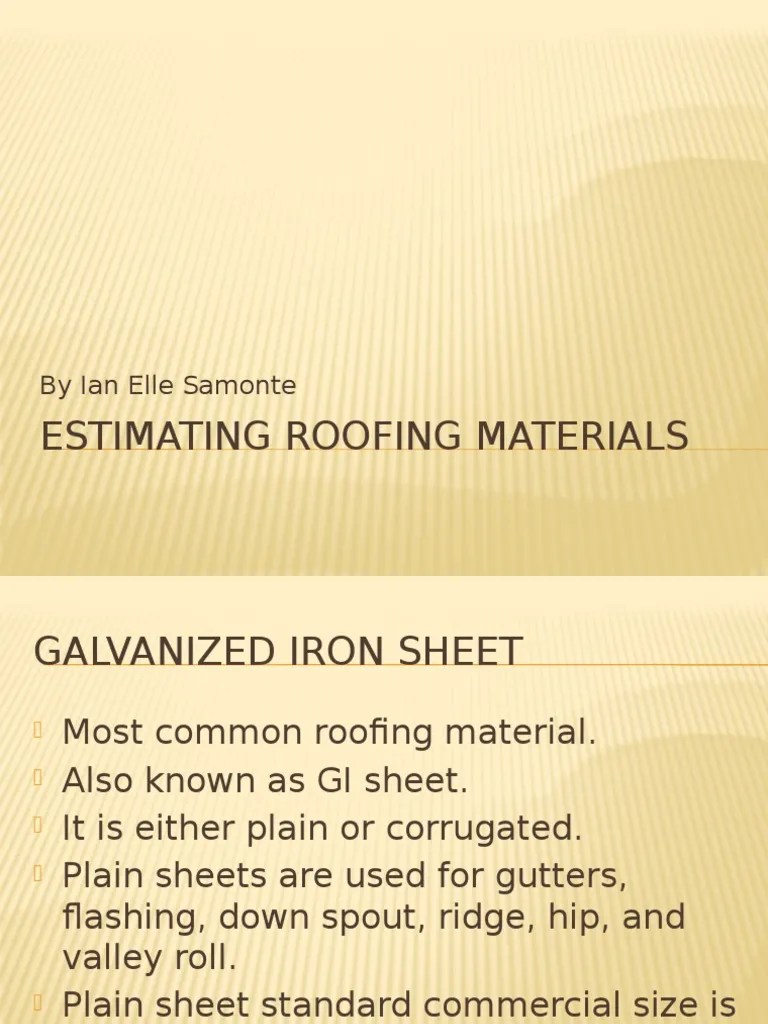 Roof Estimates Sheet Metal Roof