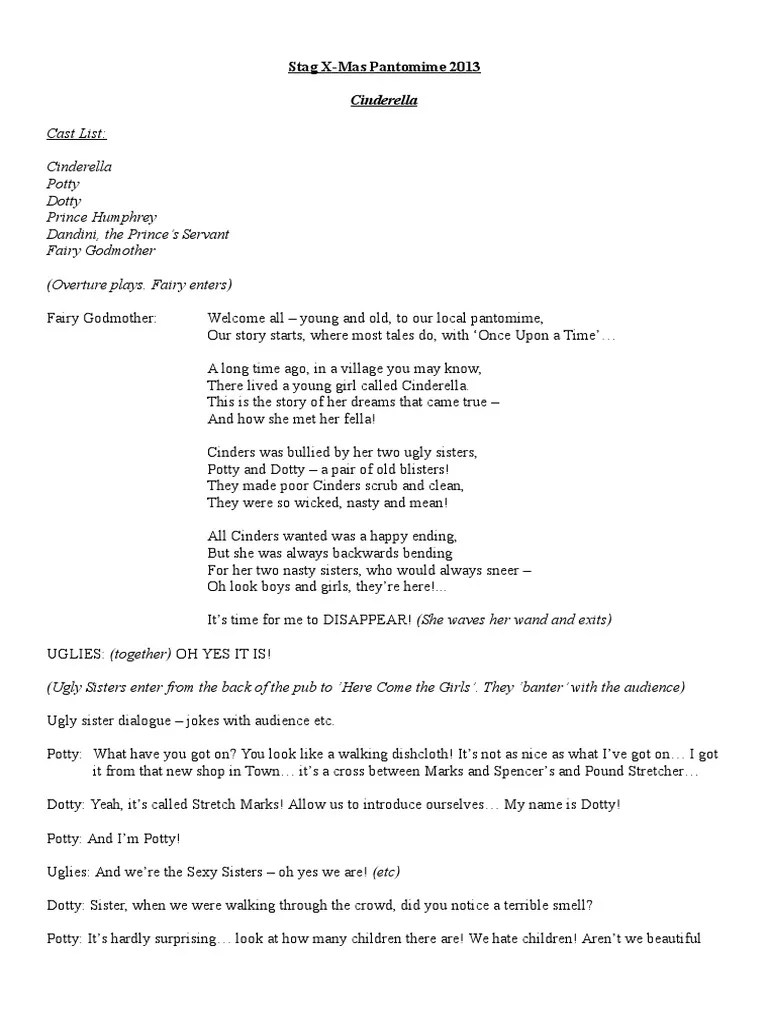 Cinderella Pantomime Script (short) by T. Loughlin Cinderella Leisure