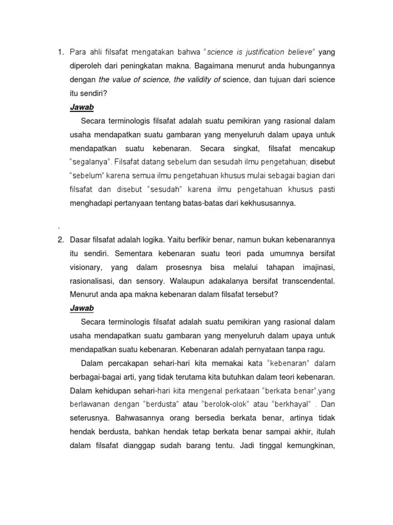 Soal Dan Jawaban Filsafat Ilmu | PDF