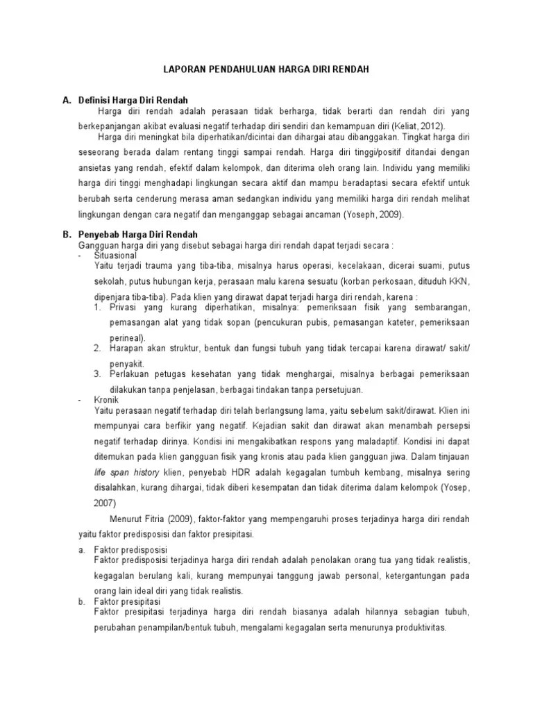 LAPORAN PENDAHULUAN HARGA DIRI RENDAH.doc