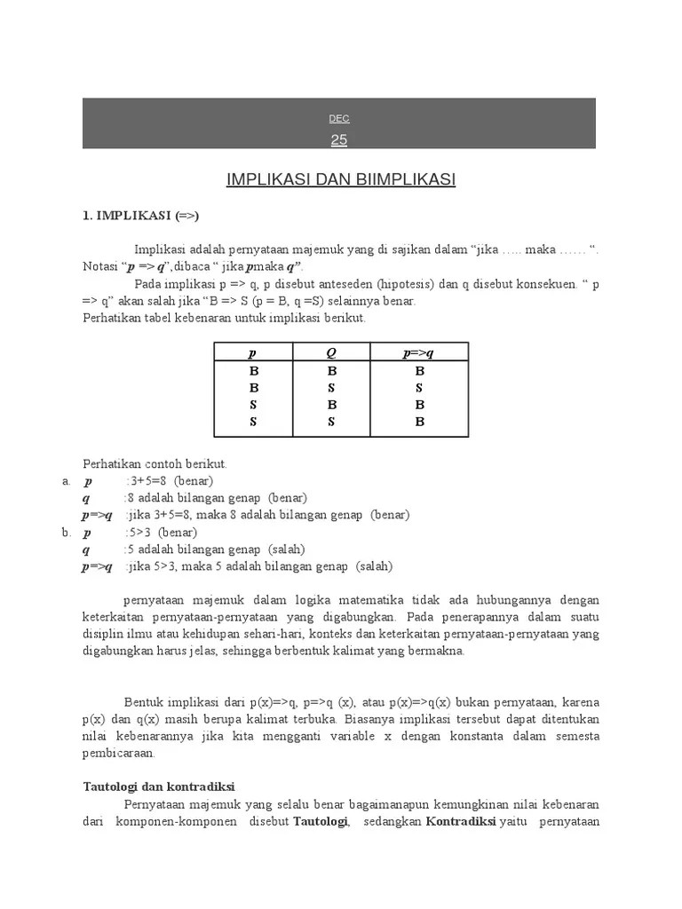 Biimlikasi Dan Implikasi | PDF