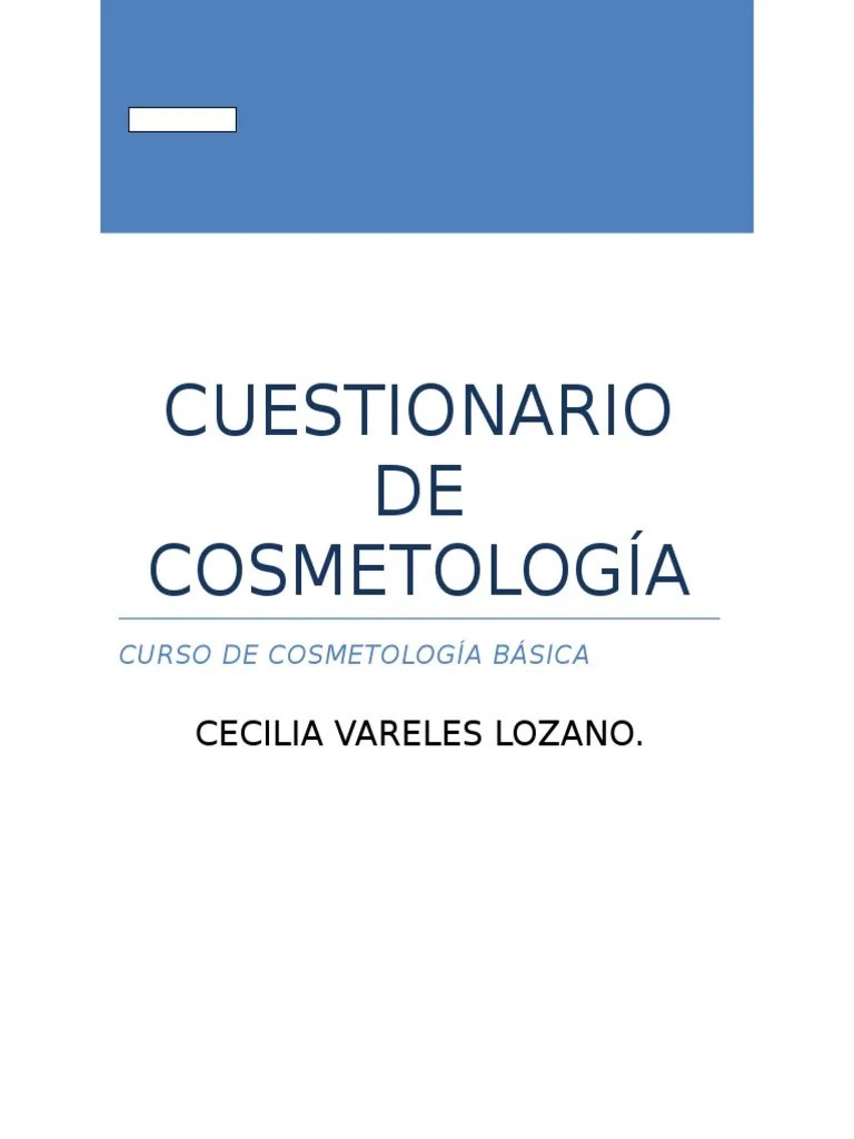 Cuescosmtionario de Cosmetologia Acné común Piel Prueba gratuita