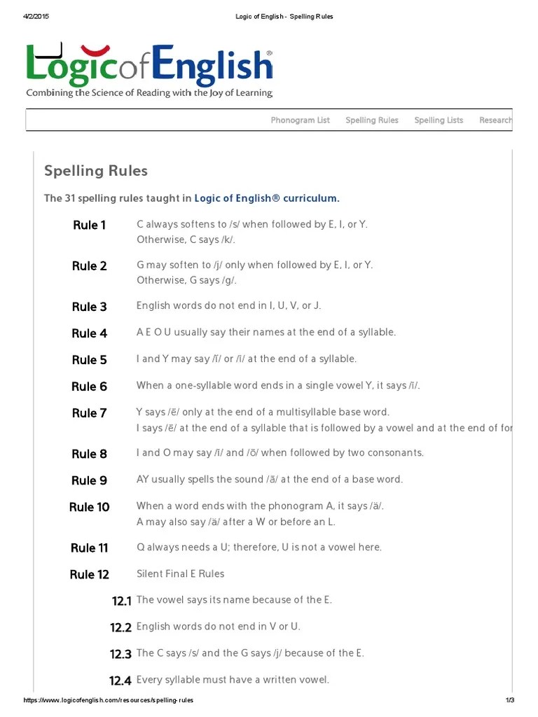 Logic of English Spelling Rules.pdf Syllable English Language