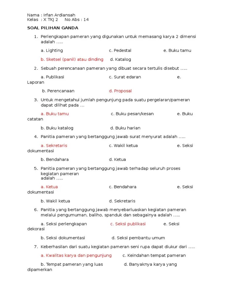 Contoh Soal Seni Budaya Kelas 11 Semester 1 Contoh Soal