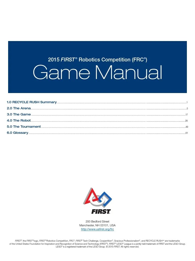 FRC Game Manual | Technology | Computing And Information Technology