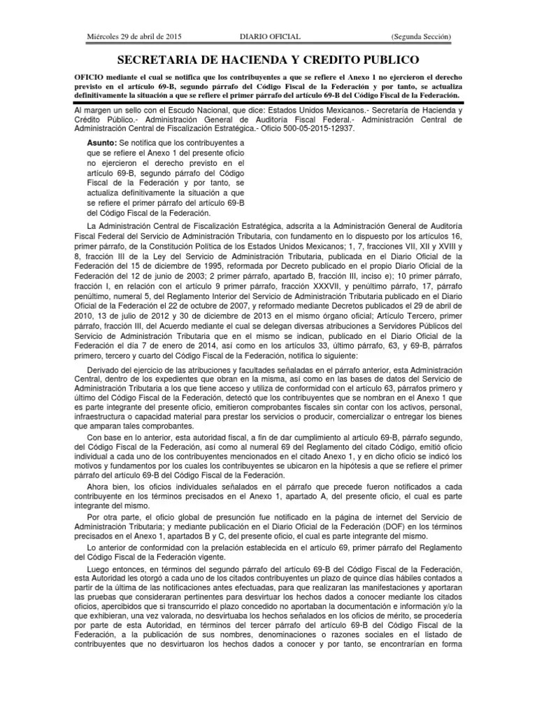 Oficio Art 69b Cff Dof29!04!2015