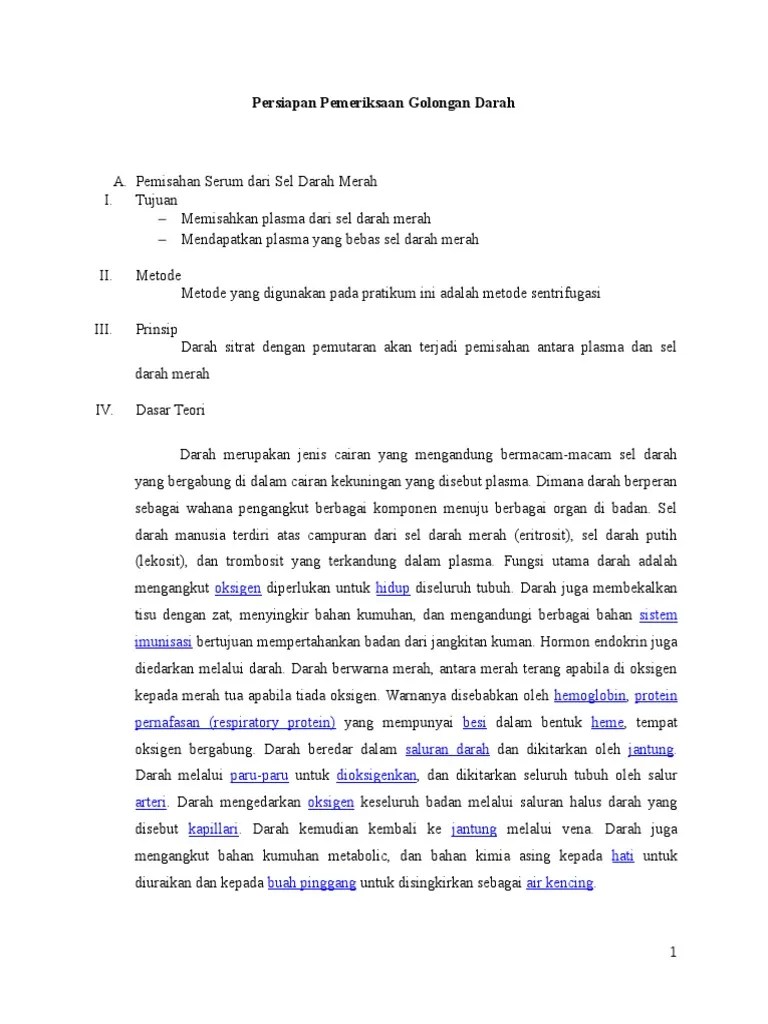 Pemeriksaan Golongan Darah ABO - Docx Tugas Tranfusi | PDF