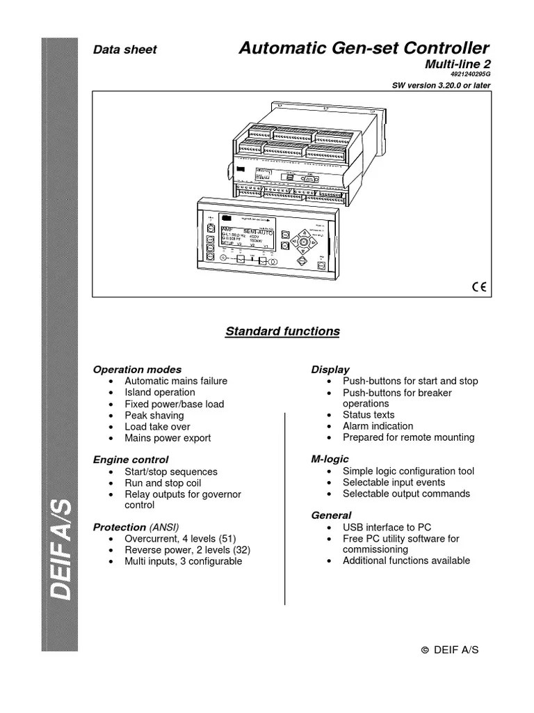 Automatic Genset Controller Data sheet Multiline 2