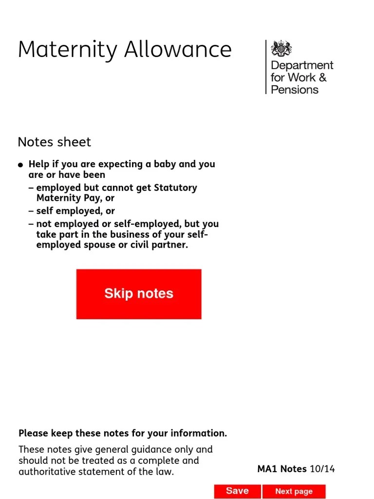 Ma1 Form Maternity Allowance Self Employment Employment