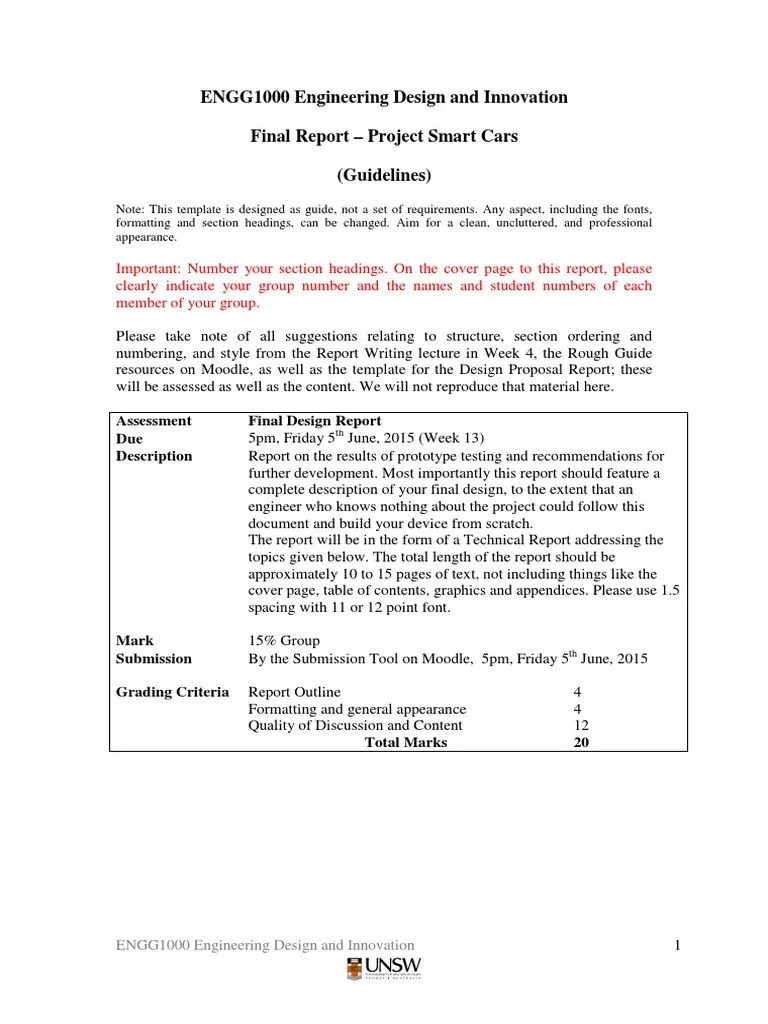 Final Report Template Engineering Design Process Prototype