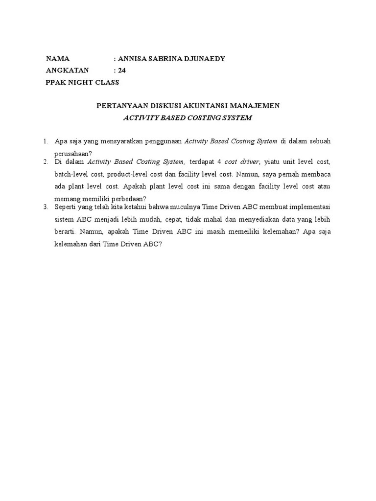 Pertanyaan Diskusi ABC System | PDF