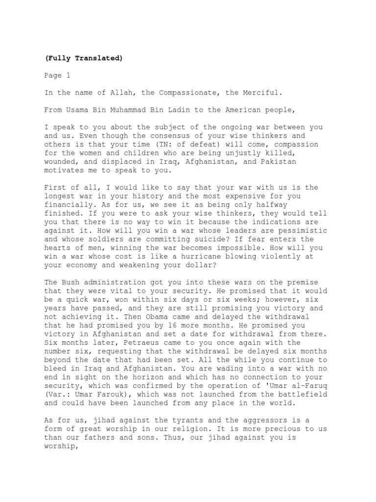 Letter To The American People PDF