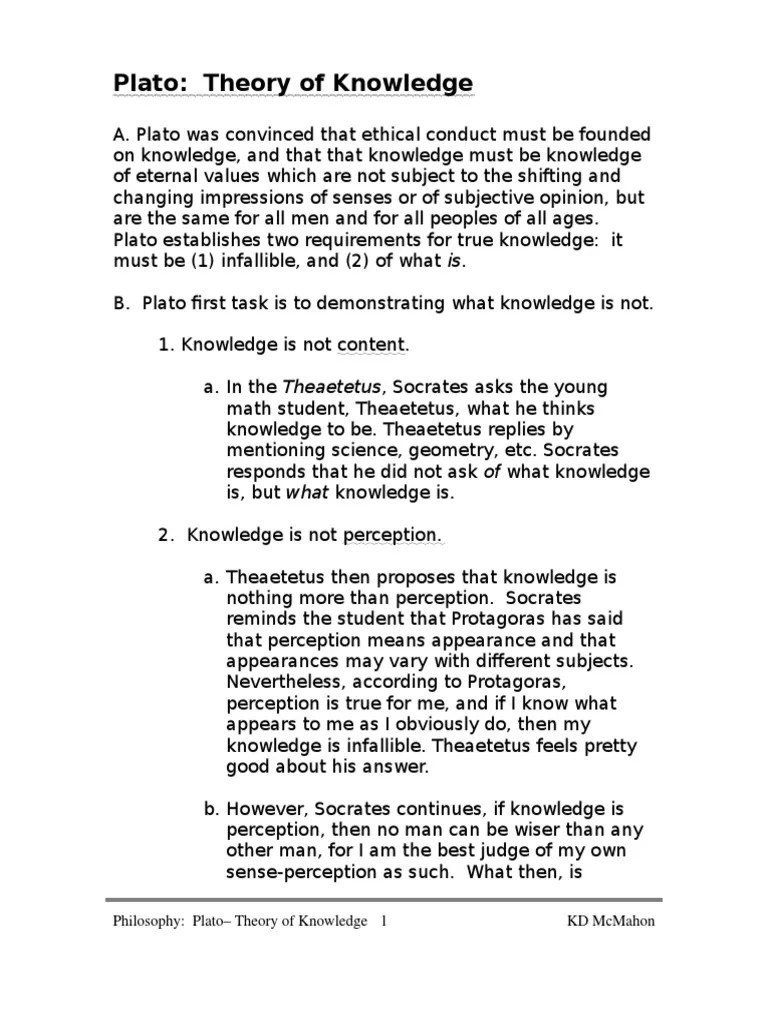 Plato Theory of Knowledge Plato Epistemology