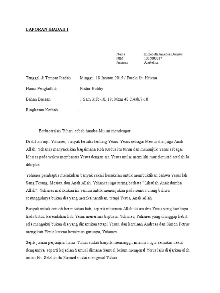Laporan Ibadah I | PDF