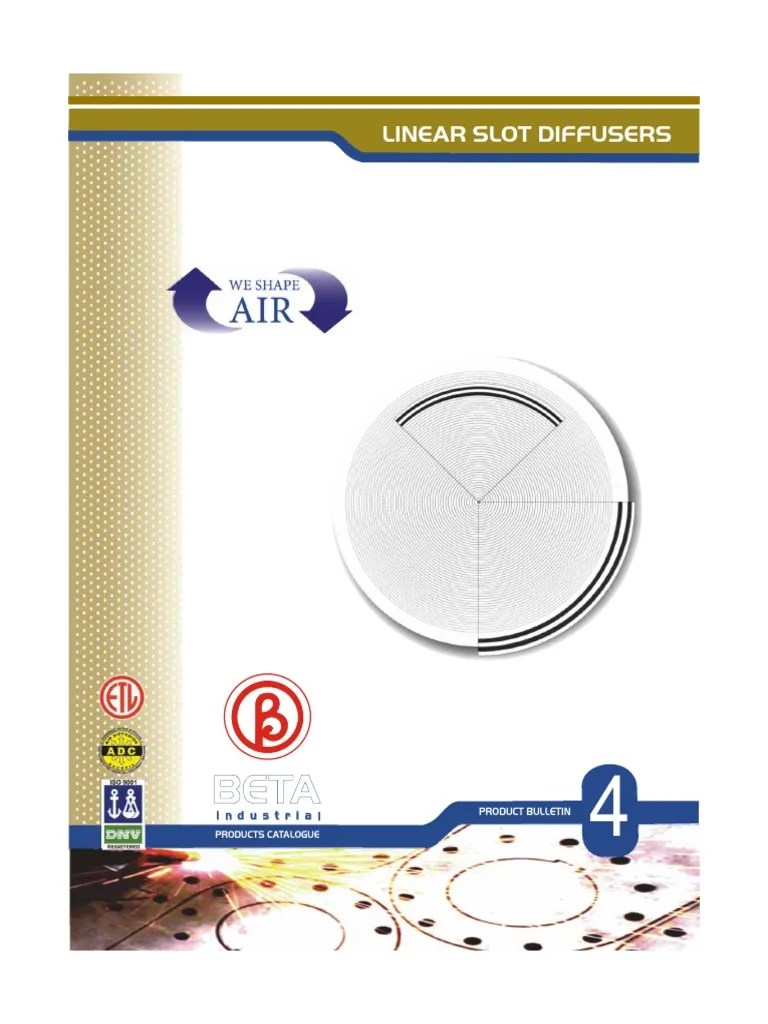 HVAC Beta Linear Slot Diffusers Catalog Decibel Pressure