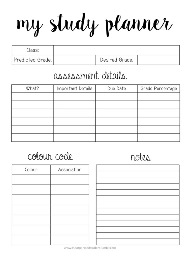 5 Page Study Planner