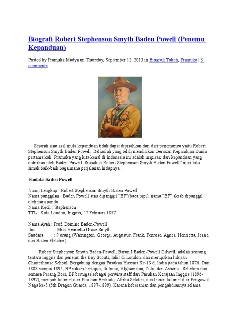 Biografi Robert Stephenson Smyth Baden Powell | PDF