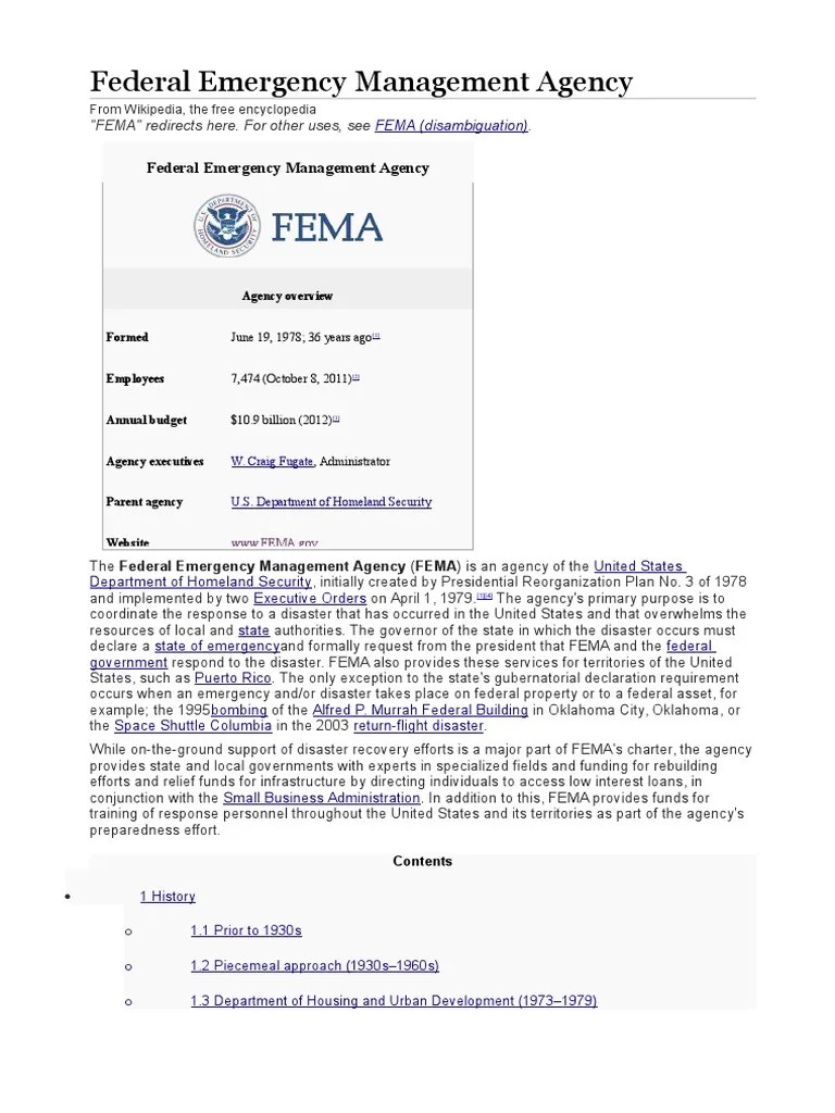 FEMA Federal Emergency Management Agency Federal Emergency Management