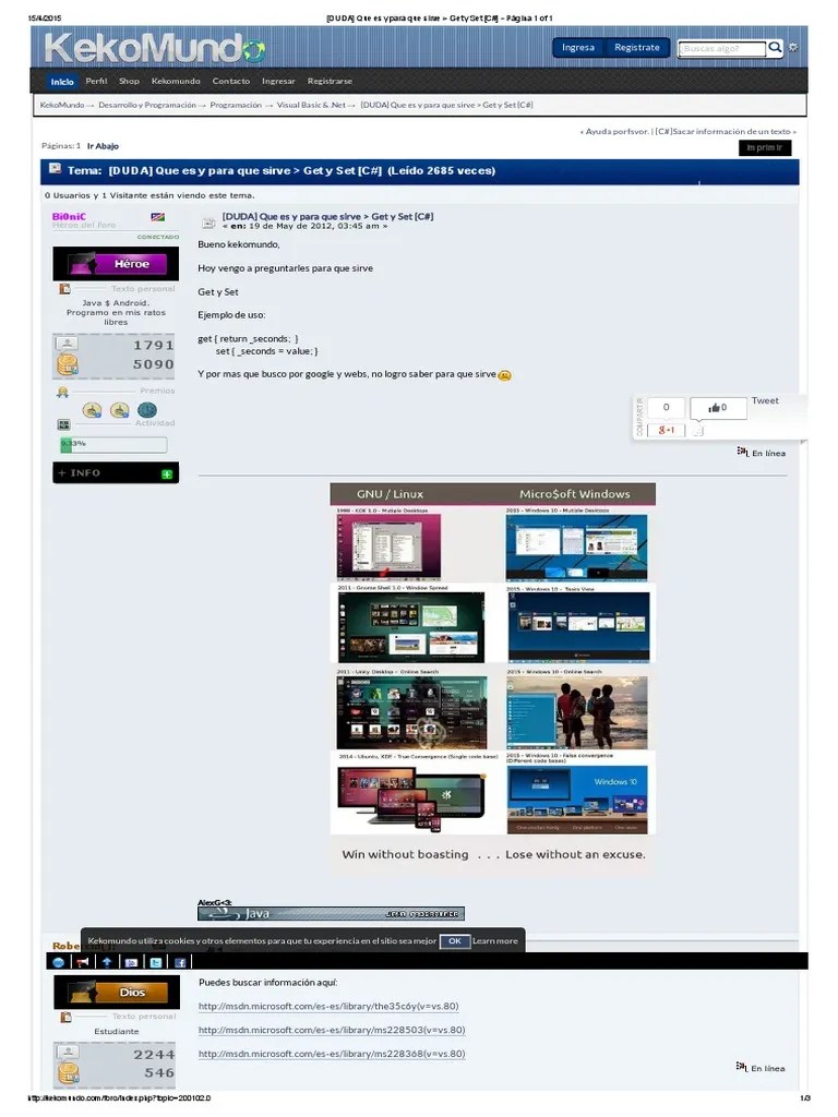 (DUDA) Que Es y para Que Sirve Get y Set (C) Página 1 of 1 PDF