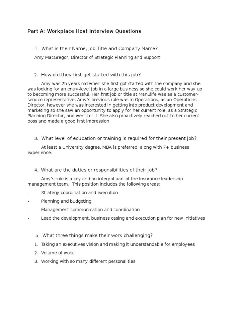 Job Shadow Interview Questions PDF Employment Leadership